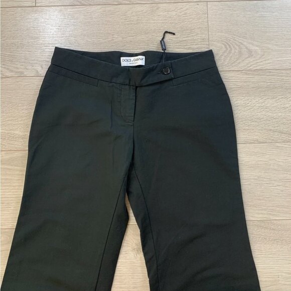 Dolce & Gabbana Black Wide Leg Cotton Trouser Pants - Picture 4 of 13